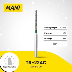 Mani Diamond Bur TR-224C Round End Taper Coarse Grit Green FG 19mm (5)