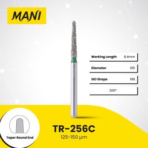 Mani Diamond Bur TR-256C Round End Taper Coarse Grit Green FG 19mm (5)