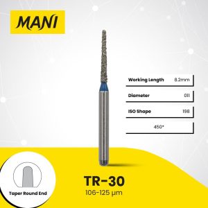 Mani Diamond Bur TR-30 Round End Taper Standard Grit Blue FG 19mm (5)