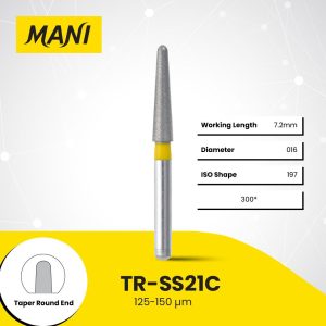 Mani Diamond Bur TR-SS21C Round End Taper Coarse Grit Green FG SS Super Short Shank 14.5mm (5)