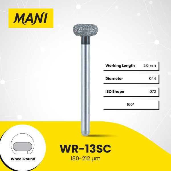 Mani Diamond Bur WR-13SC Wheel Round Edge Super Coarse Grit Black FG 19mm (5)