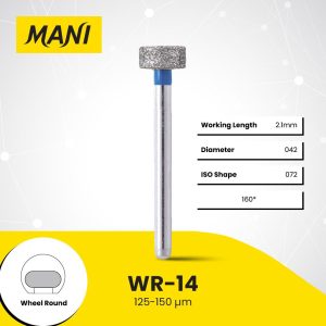 Mani Diamond Bur WR-14 Wheel Round Edge Standard Grit Blue FG 19mm (5)