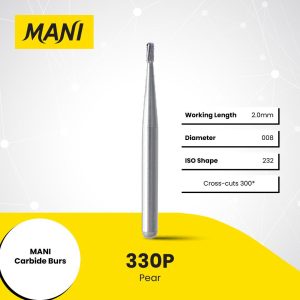 Mani Tungsten Carbide Bur 330P 008 Pear FG 19mm (10)