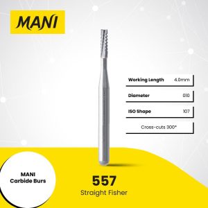 Mani Tungsten Carbide Bur 557 010 Straight Fissure FG 19mm (10)