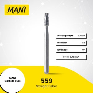 Mani Tungsten Carbide Bur 559 014 Straight Fissure FG 19mm (10)
