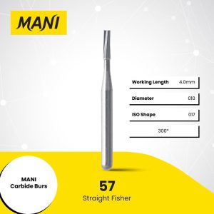 Mani Tungsten Carbide Bur 57 010 Straight Fissure FG 19mm (10)