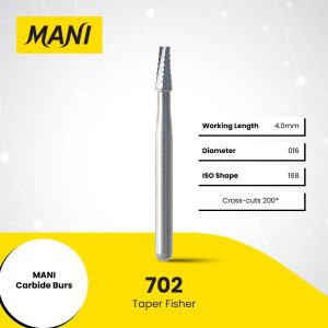 Mani Tungsten Carbide Bur 702 016 Taper Fissure FG 19mm (10)