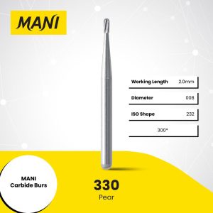 Mani Tungsten Carbide Bur 330 008 Pear FG OS Oral Surgery 25mm (4)